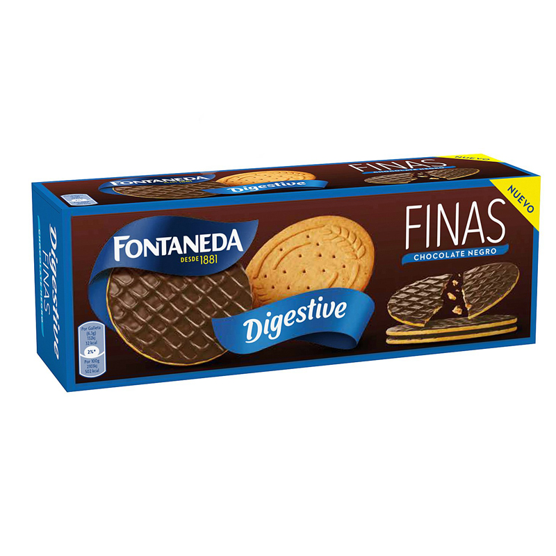 Imagen de GALLETA FONTANEDA DIGESTIVE FINAS CHOCOLATE NEGRO