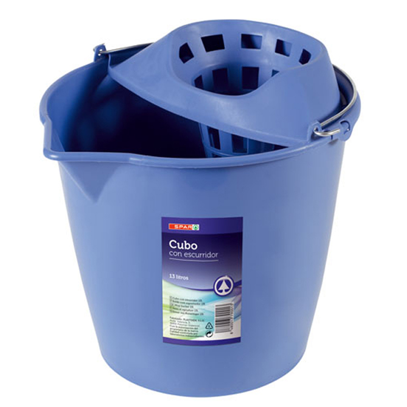 Pack Cubo Fregona Azul 12l + Mango titanio 140cm + Recambio Fregona  Microfibra Tiras