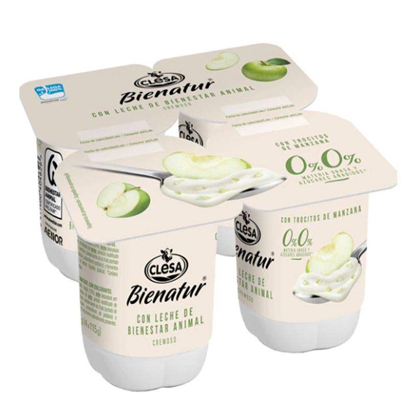 Imagen de YOGUR CLESA BIENESTAR DESNATADO CON TROZOS DE MANZANA