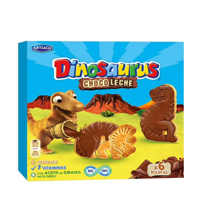 Imagen de GALLETA ARTIACH MINI DINOSAURUS CHOCO CON LECHE